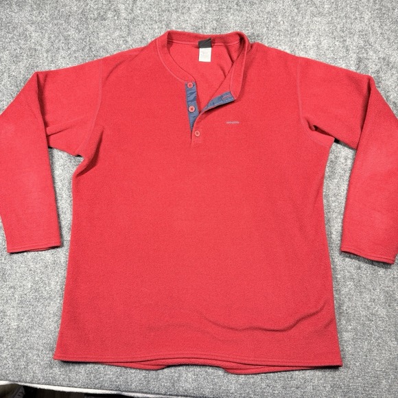 Patagonia XL Capilene Fleece Henley Mens Red Long Sleeve Pullover Made in USA - Picture 5 of 9